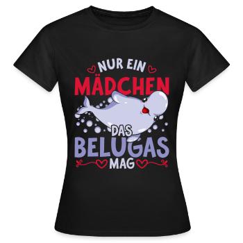 Beluga Ozean Tier Mädchen Geschenk Beluga Wal - Frauen T-Shirt - Schwarz - Vorne - AI Model Female 172 dark (172cm)