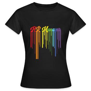 Retro HR Manager Rainbow Text - HR Management - Frauen T-Shirt - Schwarz - Vorne - AI Model Female 172 dark (172cm)