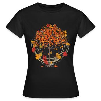 Feuillage coloré Forêt Arbre Feuillus Feuilles Mortes Cadeau Automne - T-shirt Femme - noir - Devant - AI Model Female 172 dark (172cm)