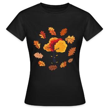 Feuillage coloré Arbre feuillus feuilles caduques cadeau automne - T-shirt Femme - noir - Devant - AI Model Female 172 dark (172cm)