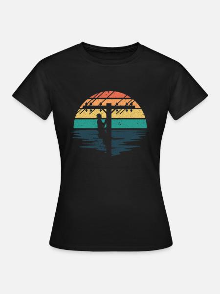 Retro Elektroinstallateur - Leitungsmonteur - Frauen T-Shirt - Schwarz