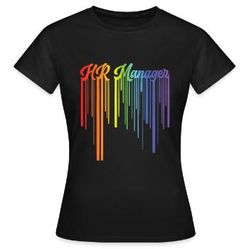 Retro HR Manager Rainbow Text - HR Management - Frauen T-Shirt - Schwarz - Vorne - AI Model Female 172 dark (172cm)