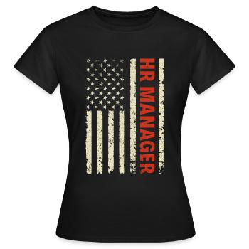 HR Manager American Flag USA - HR Management - Frauen T-Shirt - Schwarz - Vorne - AI Model Female 172 dark (172cm)