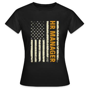 HR Manager American Flag USA - HR Management - Frauen T-Shirt - Schwarz - Vorne - AI Model Female 172 dark (172cm)