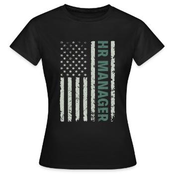 HR Manager American Flag USA - HR Management - Frauen T-Shirt - Schwarz - Vorne - AI Model Female 172 dark (172cm)