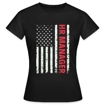 HR Manager American Flag USA - HR Management - Frauen T-Shirt - Schwarz - Vorne - AI Model Female 172 dark (172cm)