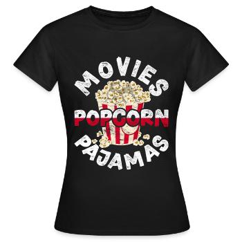 Films Popcorn Pyjamas Cadeau Popcorn Drôle Popcorn - T-shirt Femme - noir - Devant - AI Model Female 172 dark (172cm)