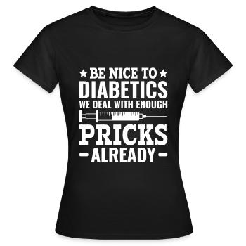 Sensibilisation au diabète - Diabète diabétique de type 1 - T-shirt Femme - noir - Devant - AI Model Female 172 dark (172cm)