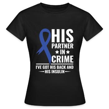 Son partenaire dans le crime - J’ai son dos et son - T-shirt Femme - noir - Devant - AI Model Female 172 dark (172cm)