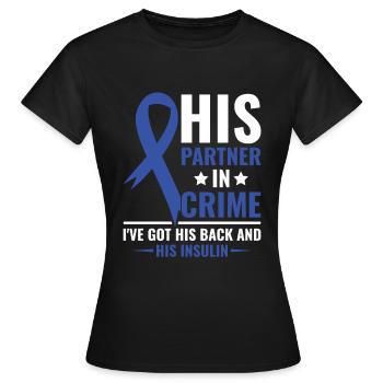 Son partenaire dans le crime - J’ai son dos et son - T-shirt Femme - noir - Devant - AI Model Female 172 dark (172cm)