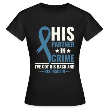 Son partenaire dans le crime - J’ai son dos et son - T-shirt Femme - noir - Devant - AI Model Female 172 dark (172cm)