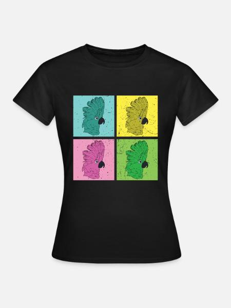 Papagei Vogelliebhaber Geschenk Pop Art Kakadu - Frauen T-Shirt - Schwarz