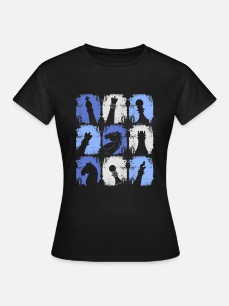 Schachfiguren Retro - Frauen T-Shirt - Schwarz