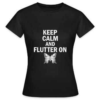 Keep Calm and Flutter On - Monarch Butterfly - Women's T-Shirt - black - Front - AI Model Female 172 dark (172cm)