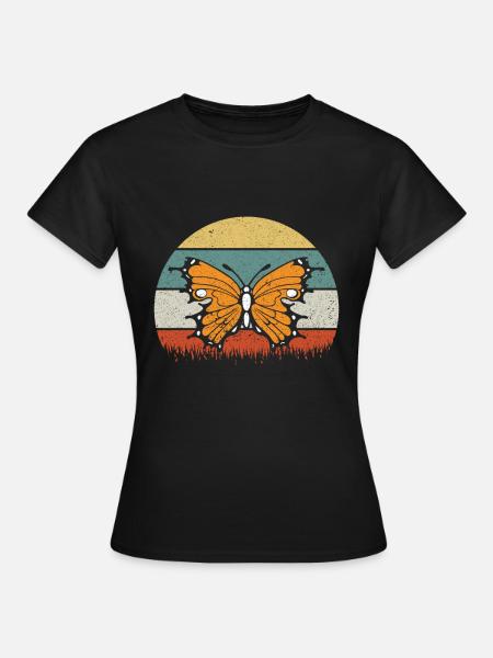 Retro Monarchs Sunset - Monarchfalter - Frauen T-Shirt - Schwarz