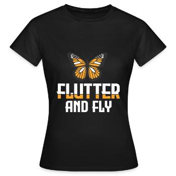 Flutter and Fly - Monarch Butterfly - Women's T-Shirt - black - Front - AI Model Female 172 dark (172cm)