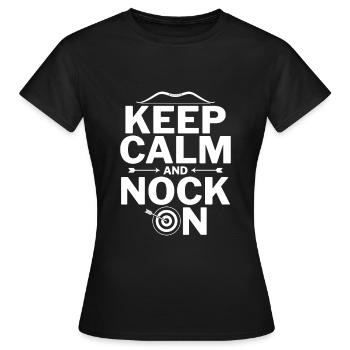 Keep Calm and Nock On - Archer Bow - T-shirt Femme - noir - Devant - AI Model Female 172 dark (172cm)