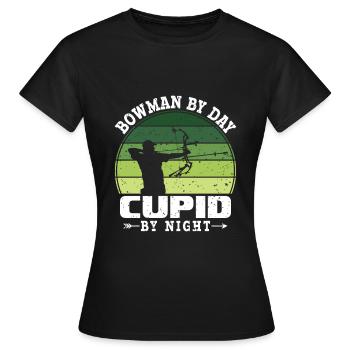 Bowman le jour Cupidon la nuit - Archer Bow - T-shirt Femme - noir - Devant - AI Model Female 172 dark (172cm)