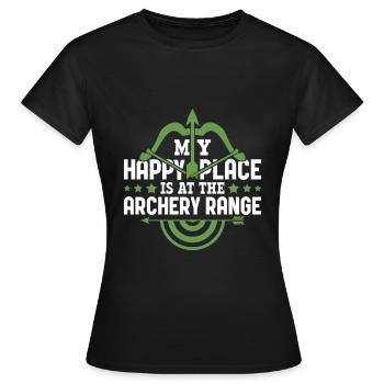 Happy Place Archery Range - Archer Bow - T-shirt Femme - noir - Devant - AI Model Female 172 dark (172cm)