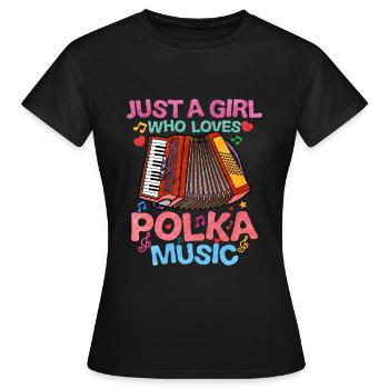 Accordéon Polka musique cadeau - T-shirt Femme - noir - Devant - AI Model Female 172 dark (172cm)