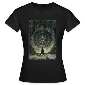 Le Tarot de la Roue de la Fortune - T-shirt Femme - noir - Devant - AI Model Female 172 dark (172cm)