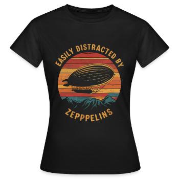 Luftschiff Zeppelin Geschenk - Frauen T-Shirt - Schwarz - Vorne - AI Model Female 172 dark (172cm)