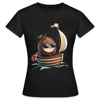 Obst Kokosnuss Bootfahren Geschenk - Frauen T-Shirt - Schwarz - Vorne - AI Model Female 172 dark (172cm)