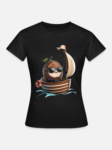 Obst Kokosnuss Bootfahren Geschenk - Frauen T-Shirt - Schwarz