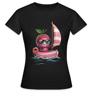 Frucht Litschi Bootfahren Geschenk - Frauen T-Shirt - Schwarz - Vorne - AI Model Female 172 dark (172cm)
