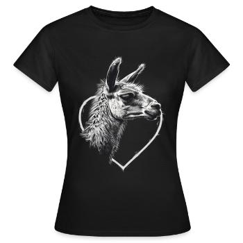 Lama - Frauen T-Shirt - Schwarz - Vorne - AI Model Female 172 dark (172cm)