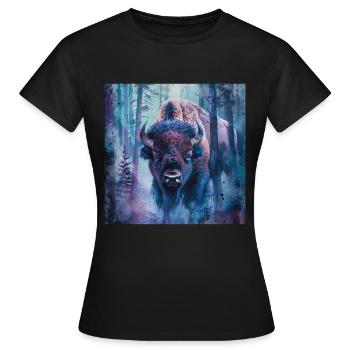 Bison - T-shirt Femme - noir - Devant - AI Model Female 172 dark (172cm)