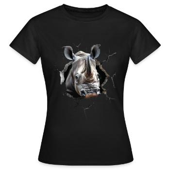 Nashorn - Frauen T-Shirt - Schwarz - Vorne - AI Model Female 172 dark (172cm)