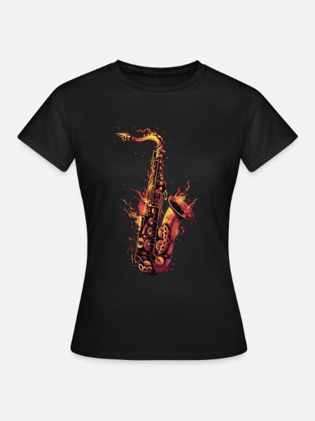 Saxophon - Frauen T-Shirt - Schwarz