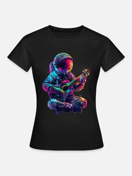 Astronauten Ukulele - Frauen T-Shirt - Schwarz