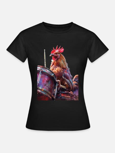 Hahn Trommeln - Frauen T-Shirt - Schwarz