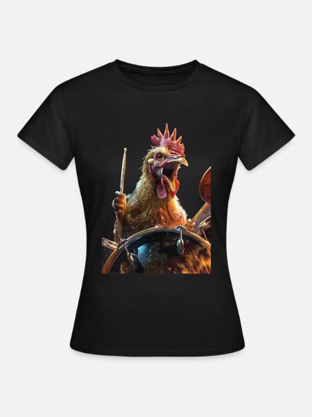 Hahn Trommeln - Frauen T-Shirt - Schwarz