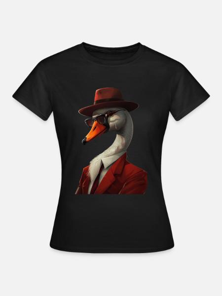 Schwan - Frauen T-Shirt - Schwarz