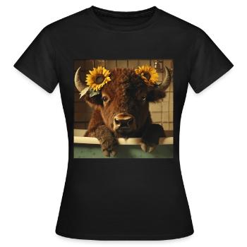 Bison - Frauen T-Shirt - Schwarz - Vorne - AI Model Female 172 dark (172cm)