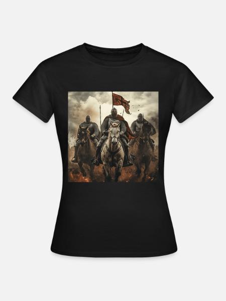 Ritter auf Pferd - Frauen T-Shirt - Schwarz