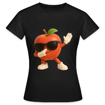 Apfel - Frauen T-Shirt - Schwarz - Vorne - AI Model Female 172 dark (172cm)