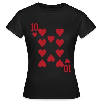 Cartes Coeur Ten Skat Poker Doppelkopf - T-shirt Femme - noir - Devant - AI Model Female 172 dark (172cm)