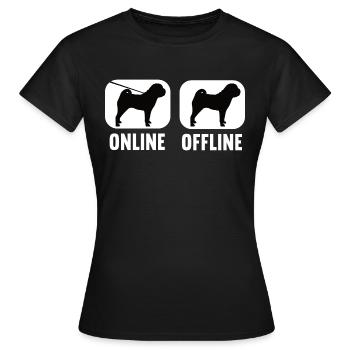 Online Offline Shar Pei Shar Pei Besitzer - Frauen T-Shirt - Schwarz - Vorne - AI Model Female 172 dark (172cm)