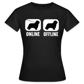 Online Offline Bearded Collie Bearded Collies - Frauen T-Shirt - Schwarz - Vorne - AI Model Female 172 dark (172cm)
