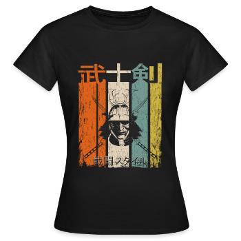 Samurai Retro Katana - T-shirt Femme - noir - Devant - AI Model Female 172 dark (172cm)