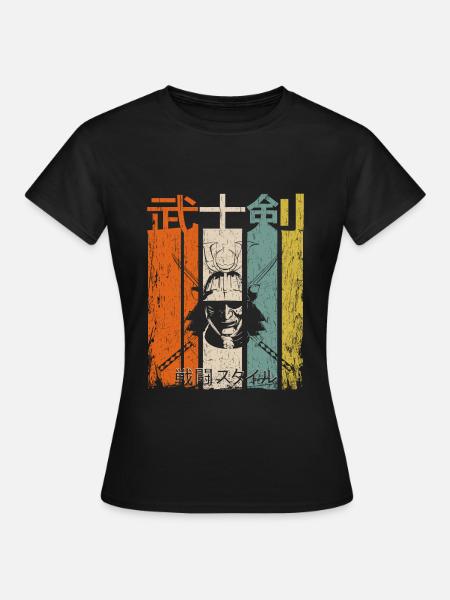 Samurai Retro Katana - Frauen T-Shirt - Schwarz