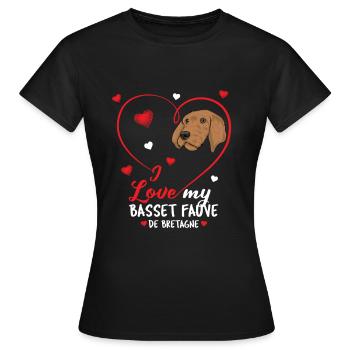 Basset Fauve de Bretagne - T-shirt Femme - noir - Devant - AI Model Female 172 dark (172cm)