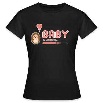 Baby girl is loading hedgehog - Women's T-Shirt - black - Front - AI Model Female 172 dark (172cm)