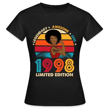 Geburtstag 1998 Afro Woman Limited Edition - Frauen T-Shirt - Schwarz - Vorne - AI Model Female 172 dark (172cm)