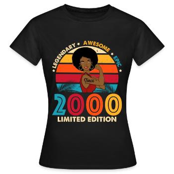 Birthday 2000 Afro Woman Limited Edition - Women's T-Shirt - black - Front - AI Model Female 172 dark (172cm)