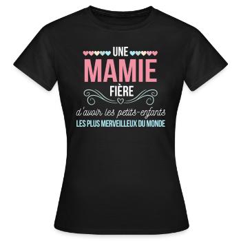 Une Mamie fière petits-enfants cadeau Grand-mère - T-shirt Femme - noir - Devant - AI Model Female 172 dark (172cm)